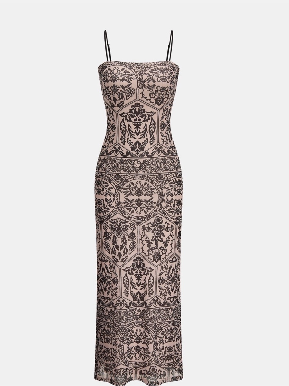 Commense Beige and Black Printed Maxi Dress - Picture 3 of 8
